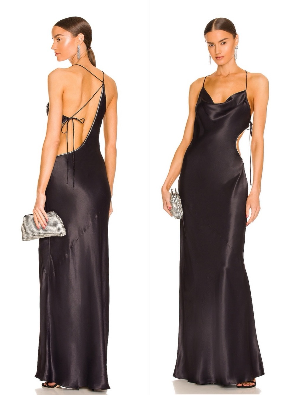 LPA from REVOLVE Amali Rhinestone Asymmetrical Dress in Black